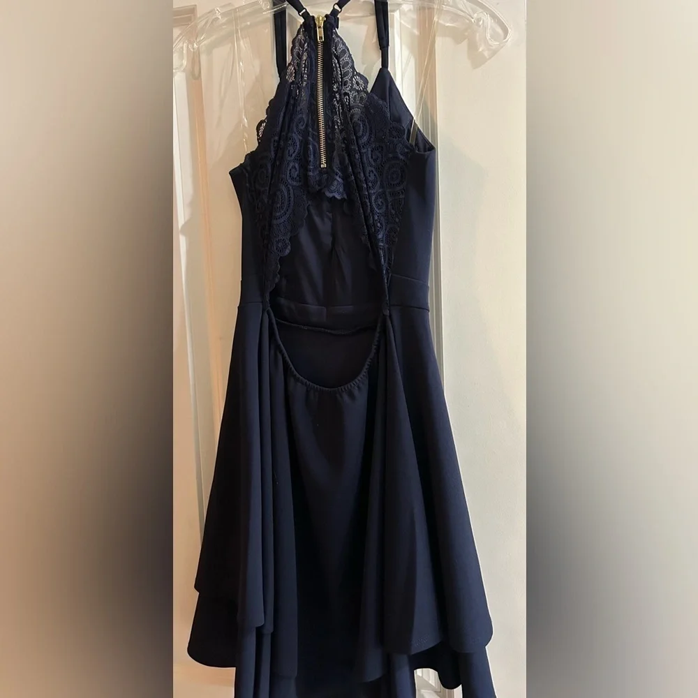Honey and Rosie navy blue illusion mesh bralette back fit dress - Picture 3 of 3